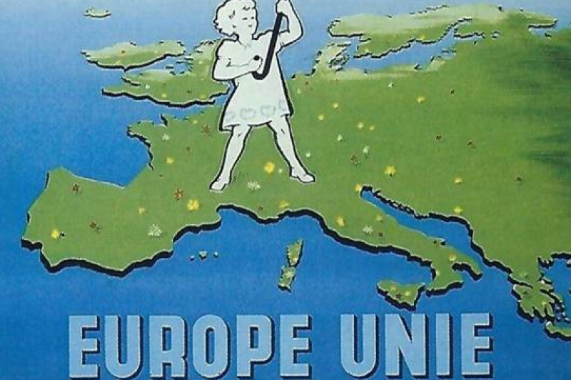 Europe Unie, Gage de paix - Affiche 1951 ; Manuel scolaire Hatier 2016, p.157